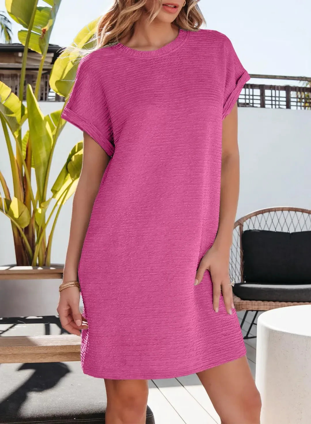 2025 New Women's Lightweight Summer Short Sleeve Dress with Pockets